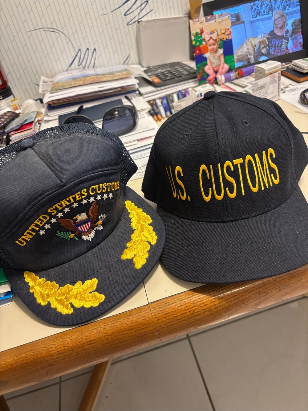 U.S. Customs  Black Cap with Yellow Embroidery